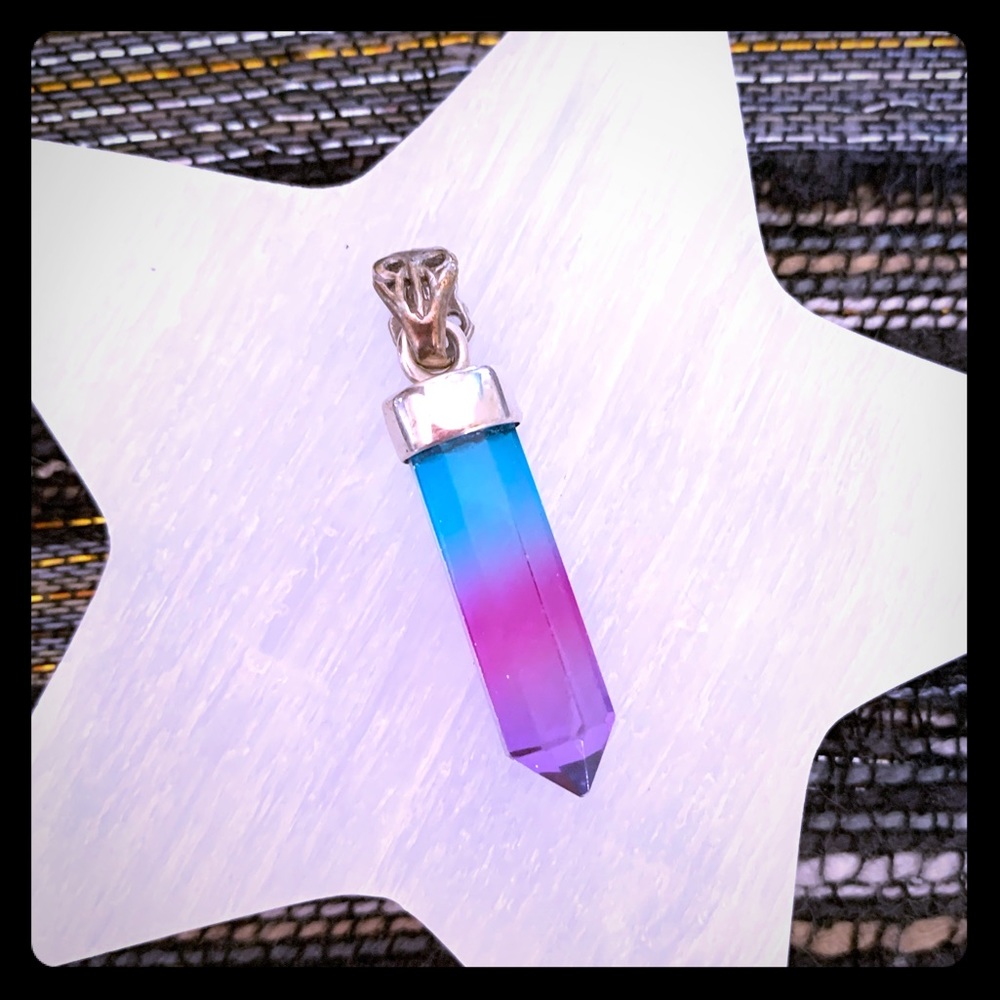 Rainbow Tourmaline Crystal 925 Sterling Pendant